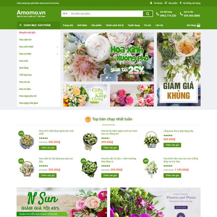 theme wordpress flatsome hoa tươi